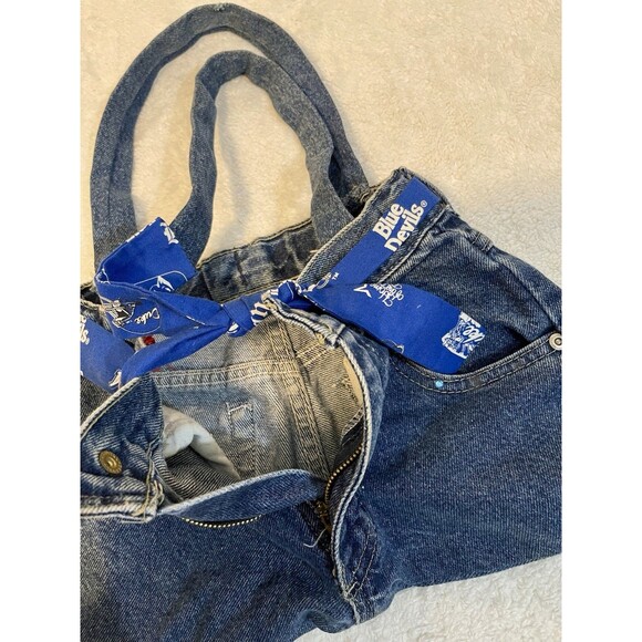 Duke Devils Jean Denim Bag Tote Shoulder Satchel Wrangler Handmade - Picture 12 of 16